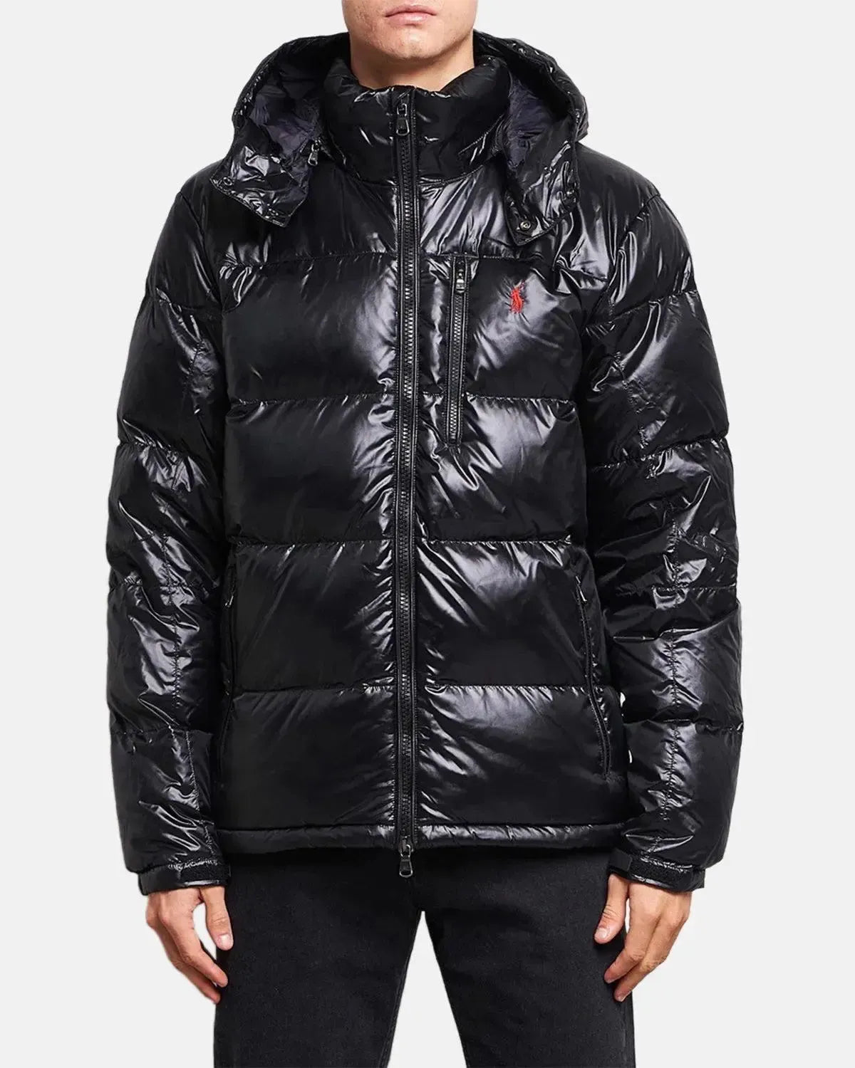 RALPH LAUREN GORHAM GLOSSED DOWN JACKET BLACK GLOSSY