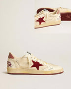 Golden Goose GGDB Ball Star LTD in nylon with pomegranate suede star and leather heel tab