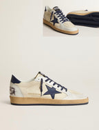 Golden Goose GGDB Ball Star LTD in cream nappa with blue leather star and heel tab