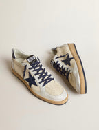 Golden Goose GGDB Ball Star LTD in cream nappa with blue leather star and heel tab