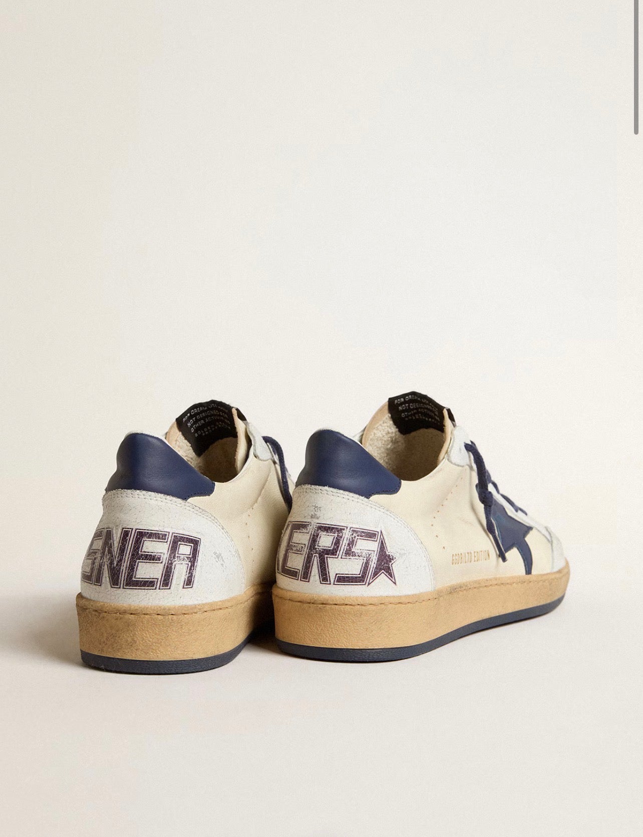Golden Goose GGDB Ball Star LTD in cream nappa with blue leather star and heel tab