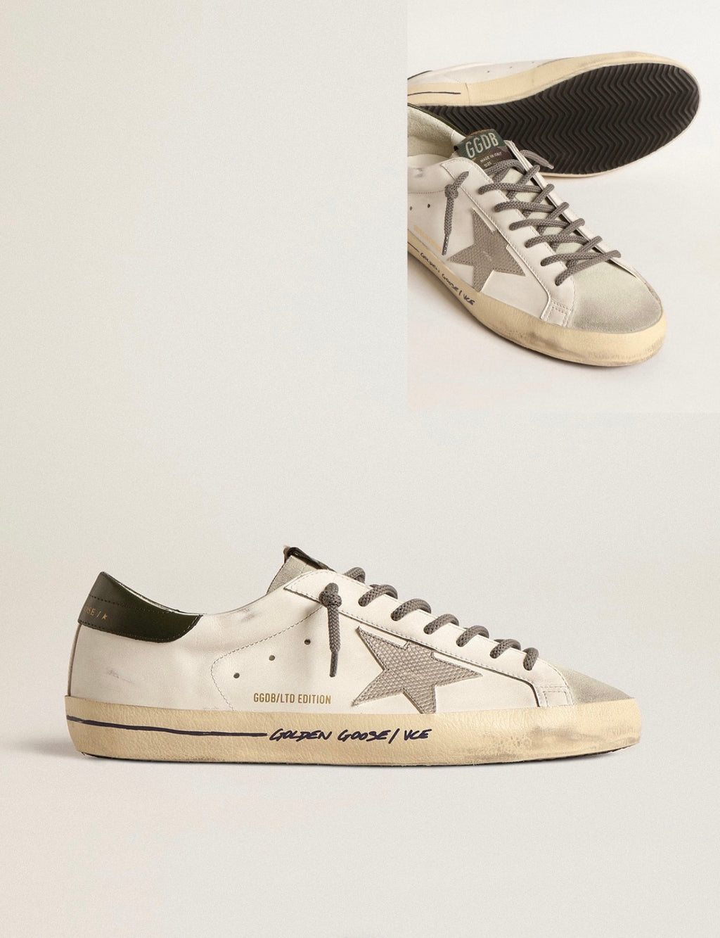 Golden Goose GGDB Super-Star LTD with croc print star and green heel tab