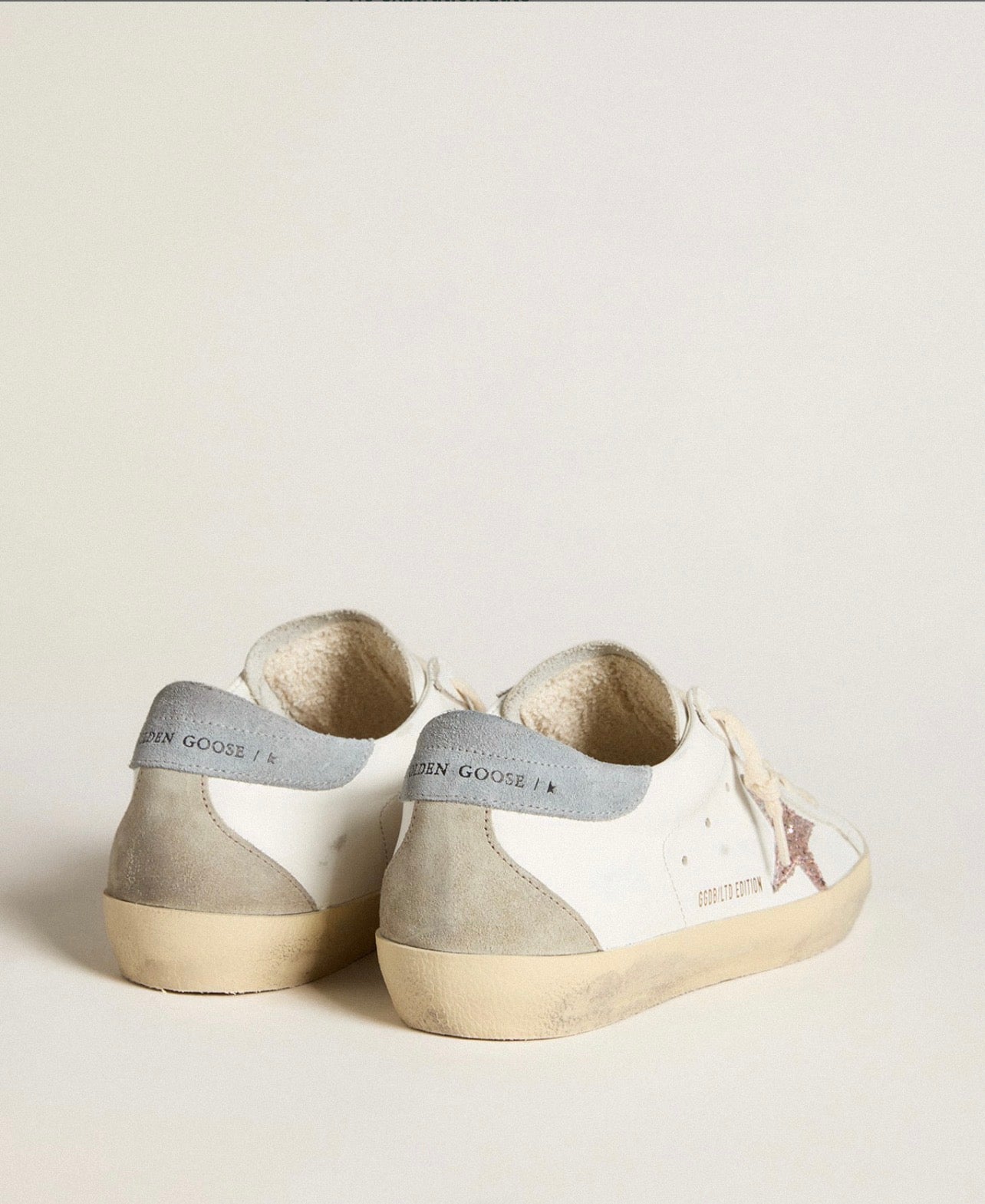 Goolden Goose GGBD Women's Super-Star LTD with multicolor glitter star and suede heel tab