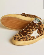 Golden Goose GGDB Women's Super-Star LTD in leopard-print pony skin with leather star and heel tab
