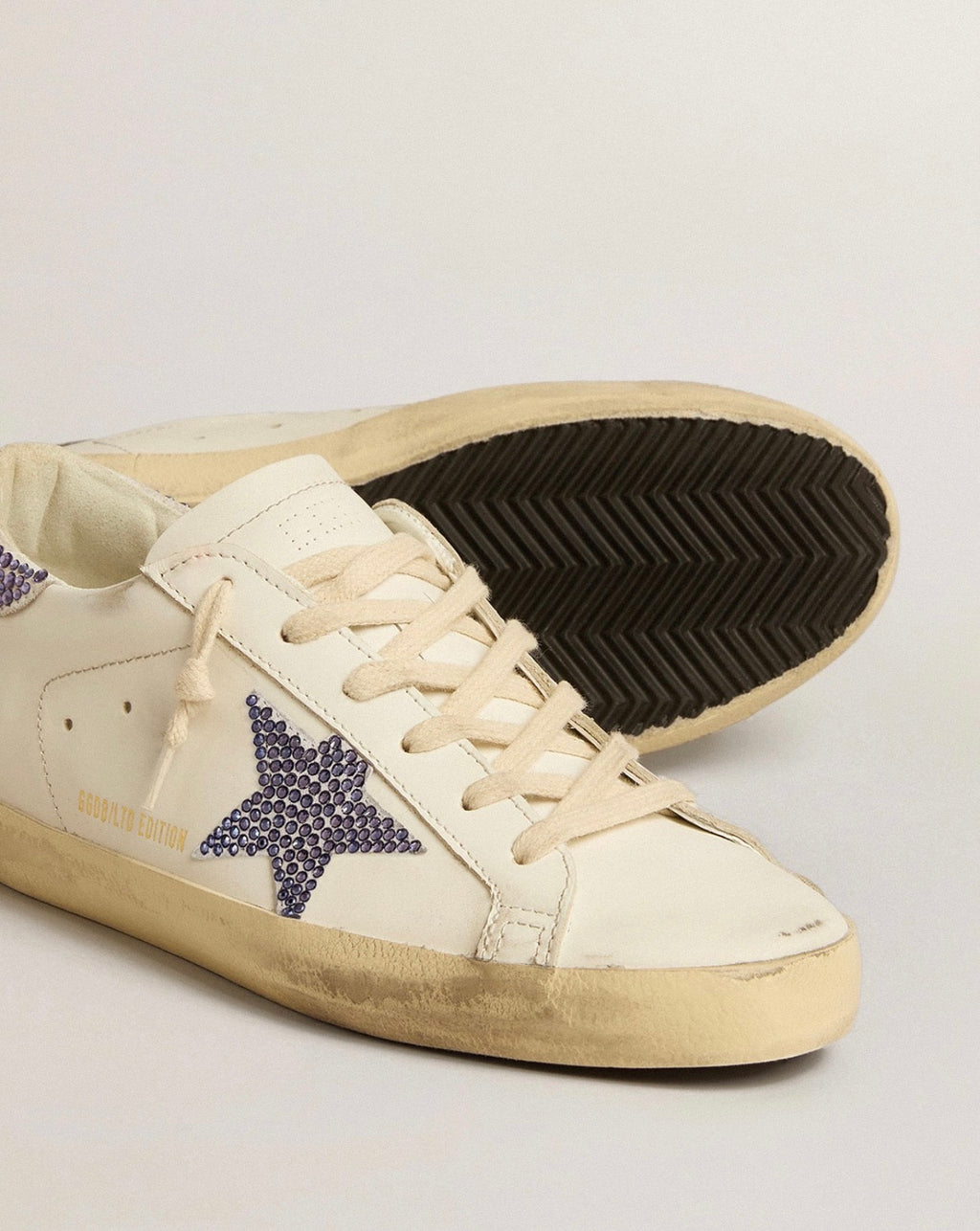 Golden Goose GGDB Women's Super-Star LTD with suede star and heel tab with Swarovski crystals