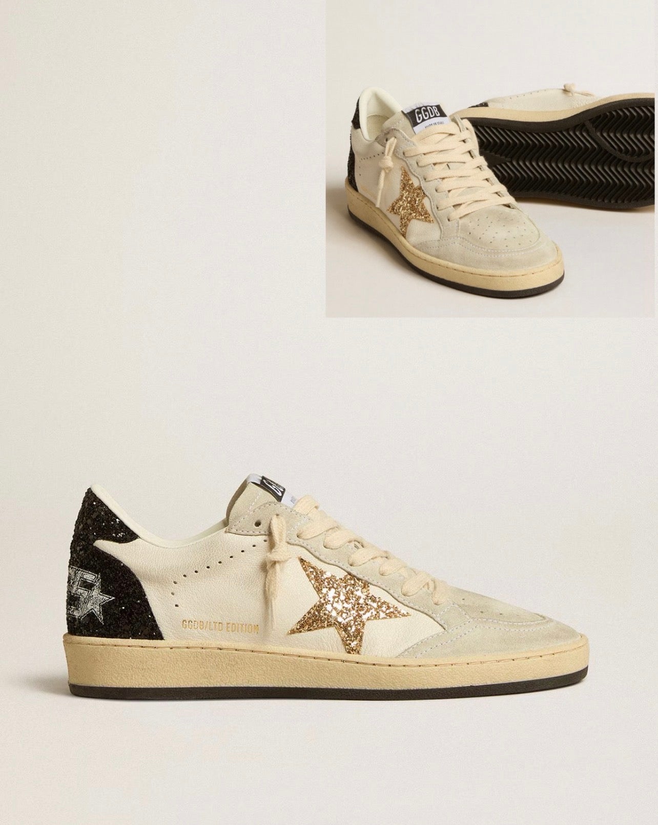 Golden Goose GGDB Women's Super-Star LTD in nappa and suede with glitter star and black heel tab (Copy)