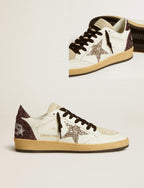 Golden Goose GGDB Women's Ball Star in leather and suede with glitter star and heel tab