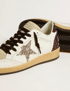 Golden Goose GGDB Women's Ball Star in leather and suede with glitter star and heel tab