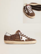 Golden Goose GGDB Women's Super-Star LTD in brown glitter and suede with leather star and heel tab