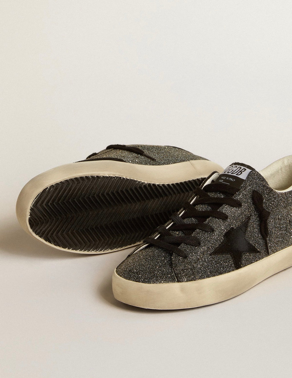 Golden Goose GGDB Women's Super-Star in black Swarovski crystals with black suede star