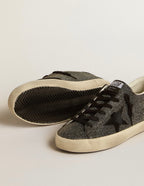 Golden Goose GGDB Women's Super-Star in black Swarovski crystals with black suede star