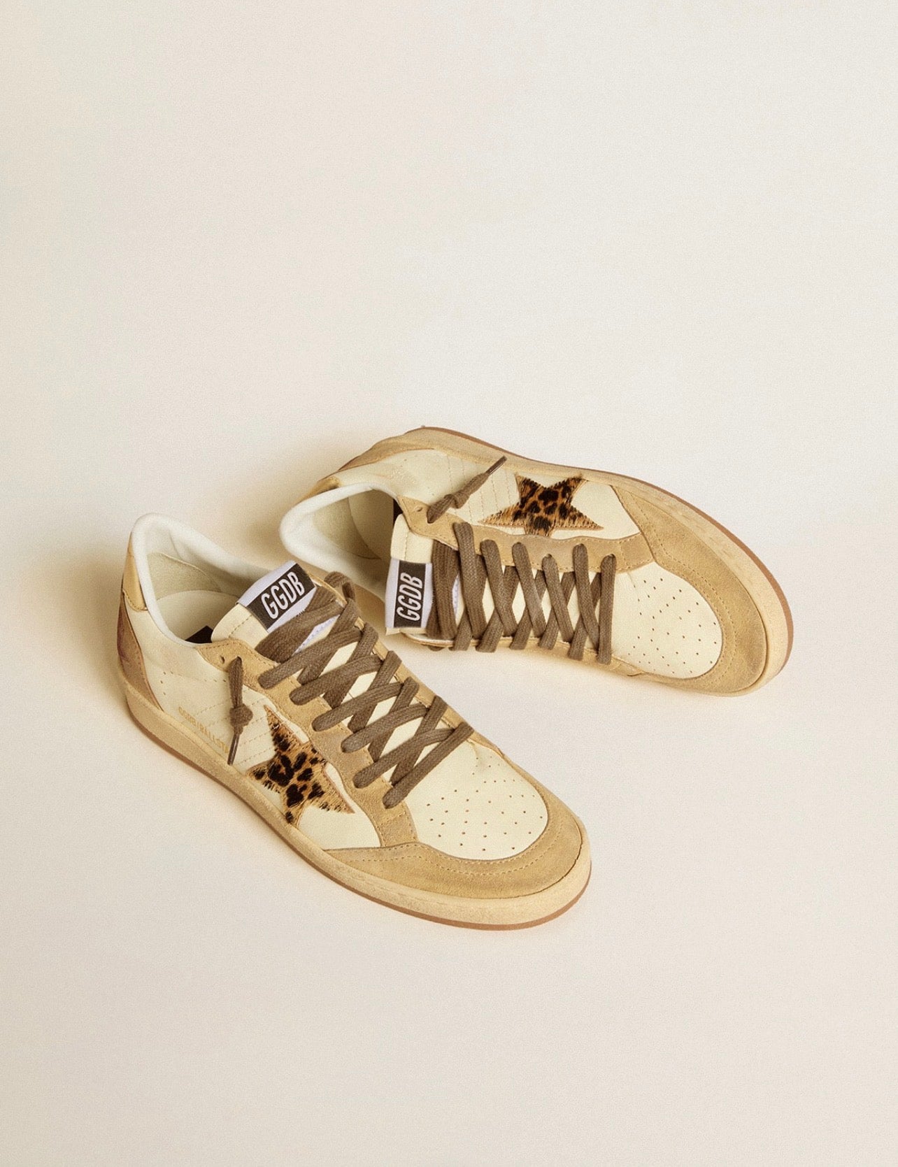 Golden Goose GGDB Women's Ball Star in nappa and suede with pony skin star and metallic heel tab