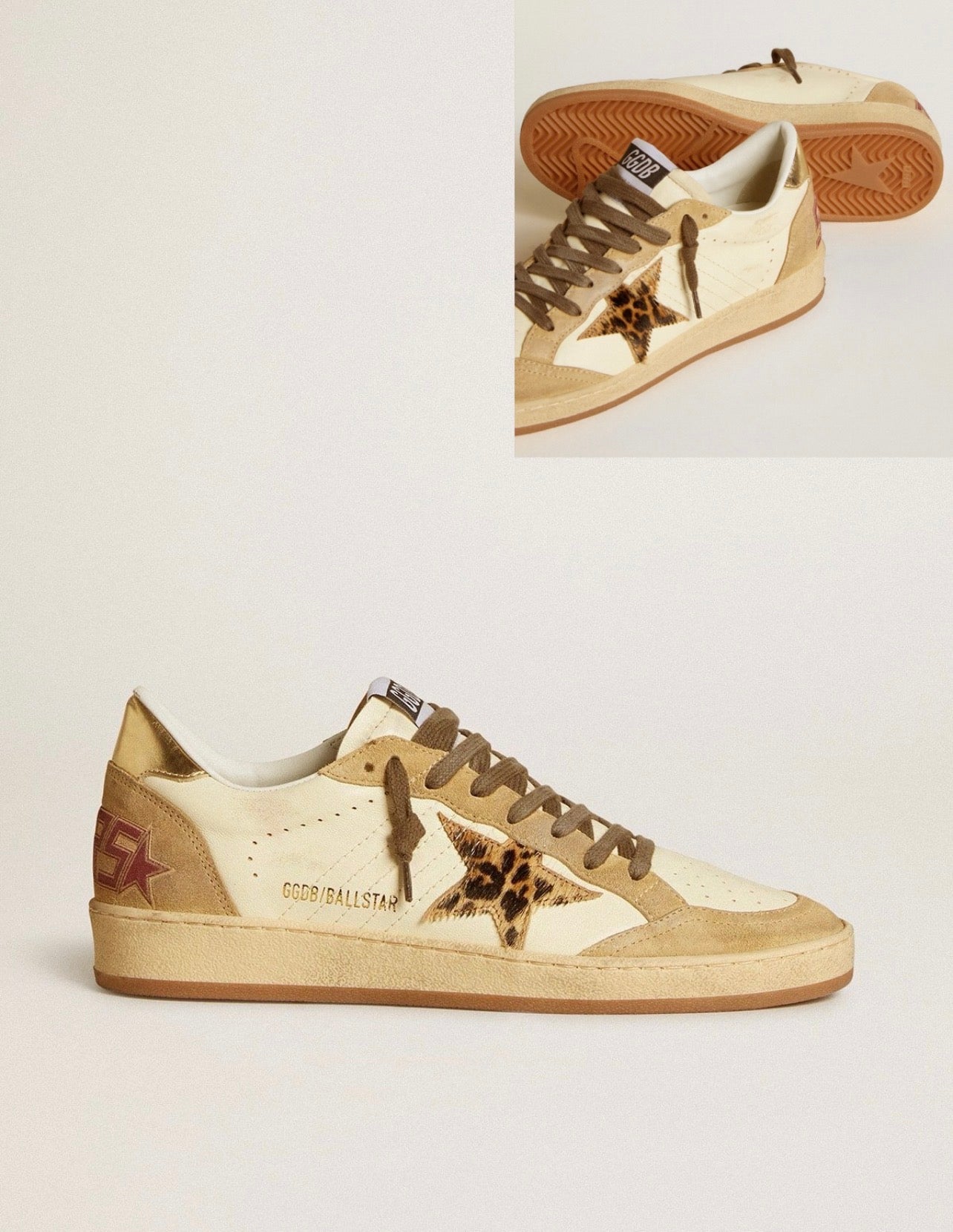 Golden Goose GGDB Women's Ball Star in nappa and suede with pony skin star and metallic heel tab