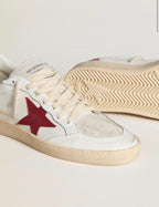 Golden Goose GGDB Women's Ball Star LTD with red leather star and pink glitter heel tab