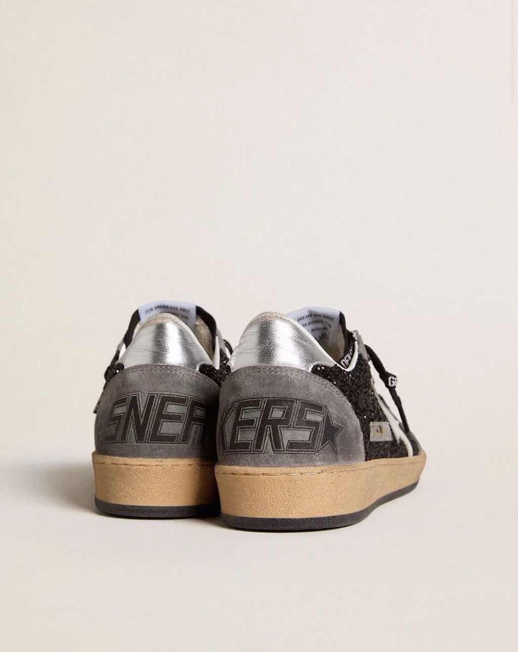 Golden Goose GGDB Women's Ball Star in glitter with leather star and metallic leather hell tab