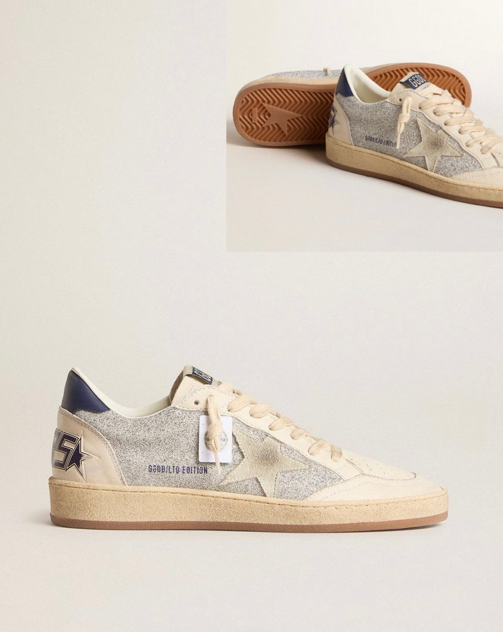 Golden Goose GGDB Women's Ball Star LTD in Swarovski crystals and leather with white suede star