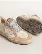 Golden Goose GGDB Women's Ball Star LTD with white star and burgundy leather heel tab