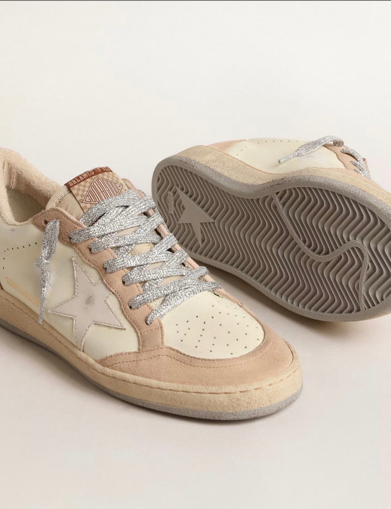 Golden Goose GGDB Women's Ball Star LTD with white star and burgundy leather heel tab