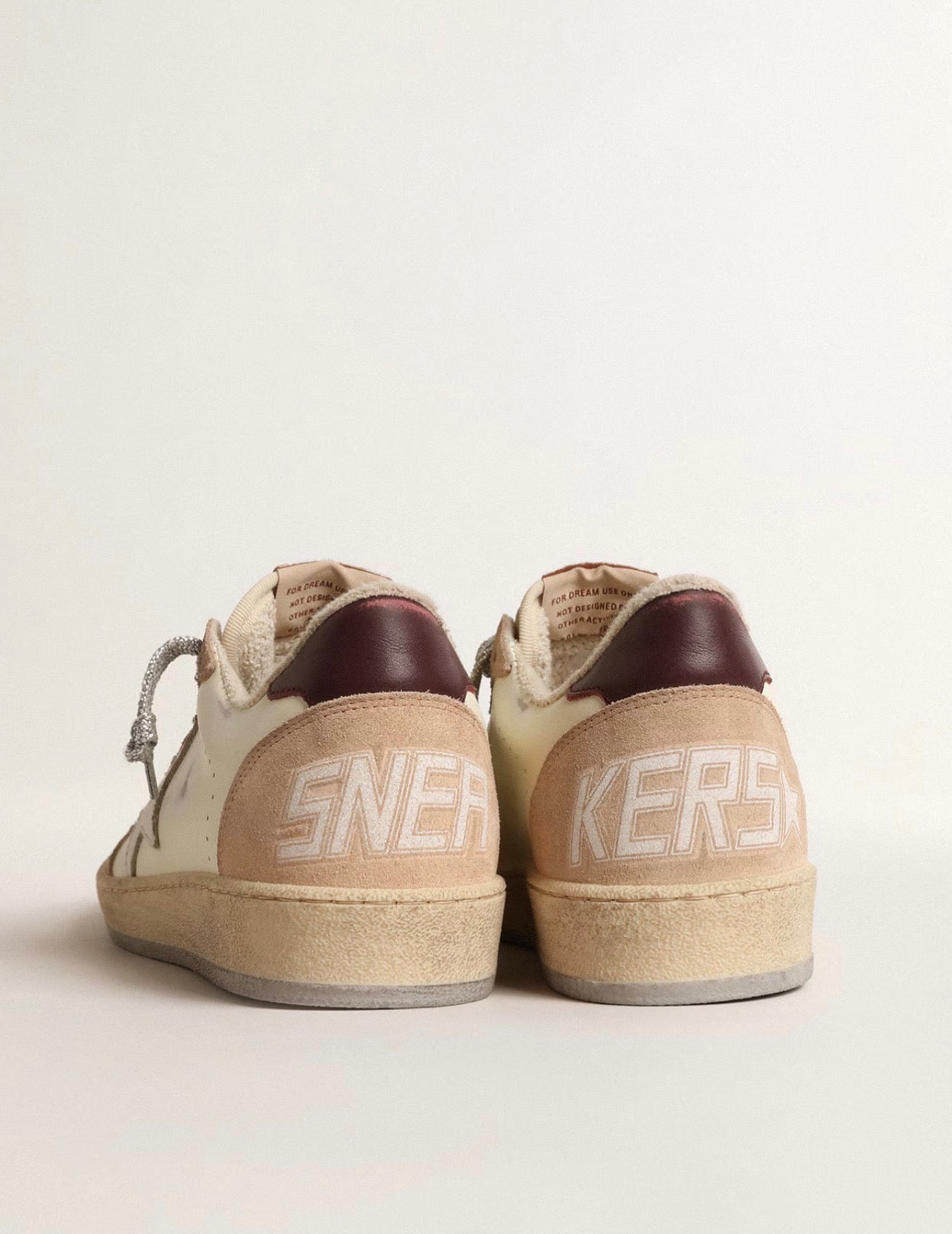 Golden Goose GGDB Women's Ball Star LTD with white star and burgundy leather heel tab